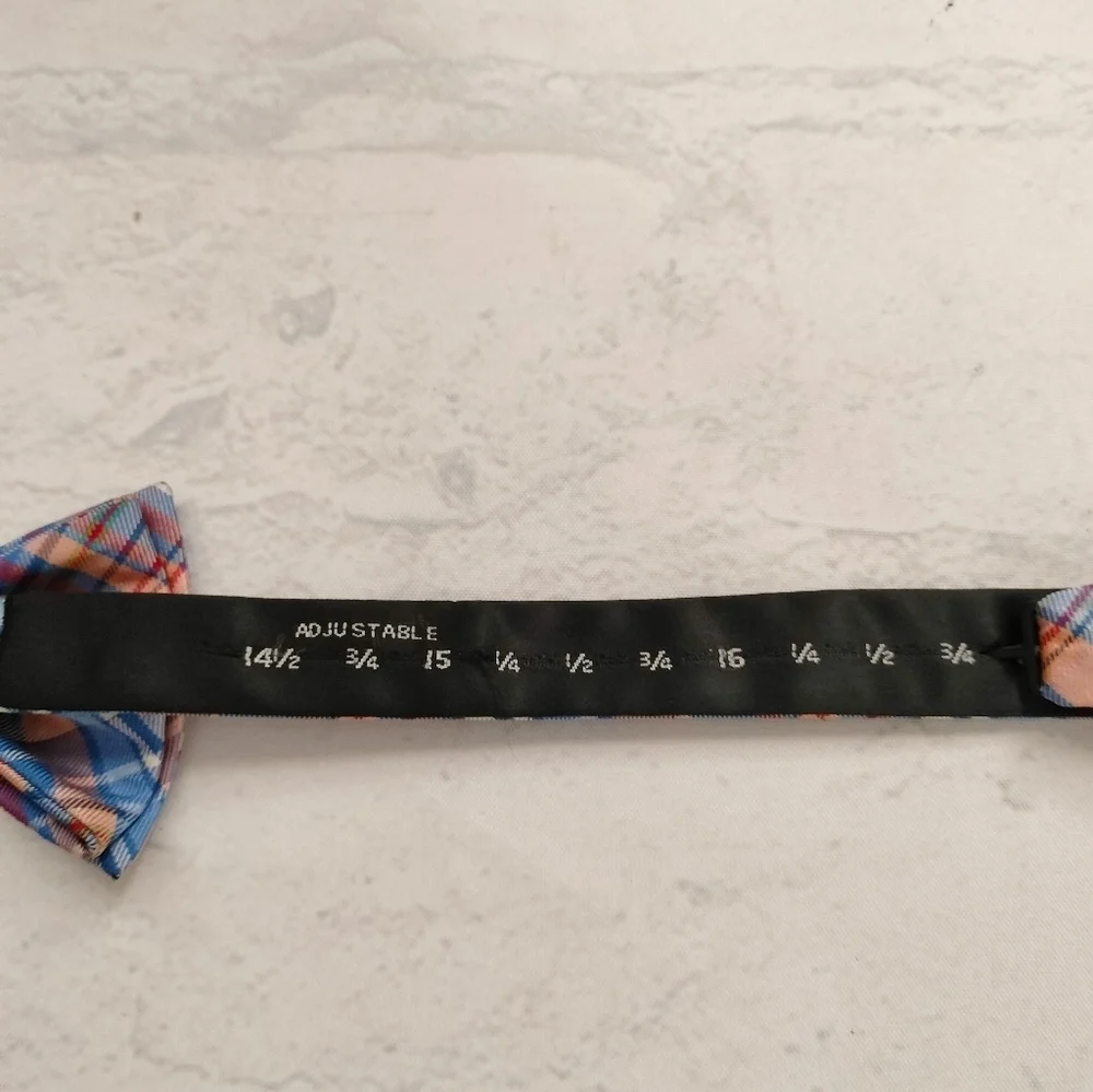 Stafford Bow Tie Blue Orange Plaid 2.25